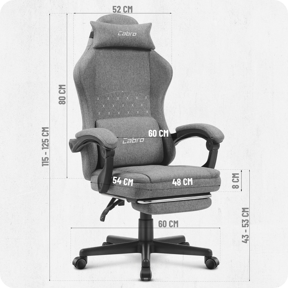 Fotel gamingowy Cabro C503 Szary Czarny Tkanina