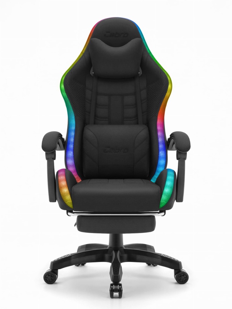 Fotel gamingowy C501 Czarny LED Tkanina