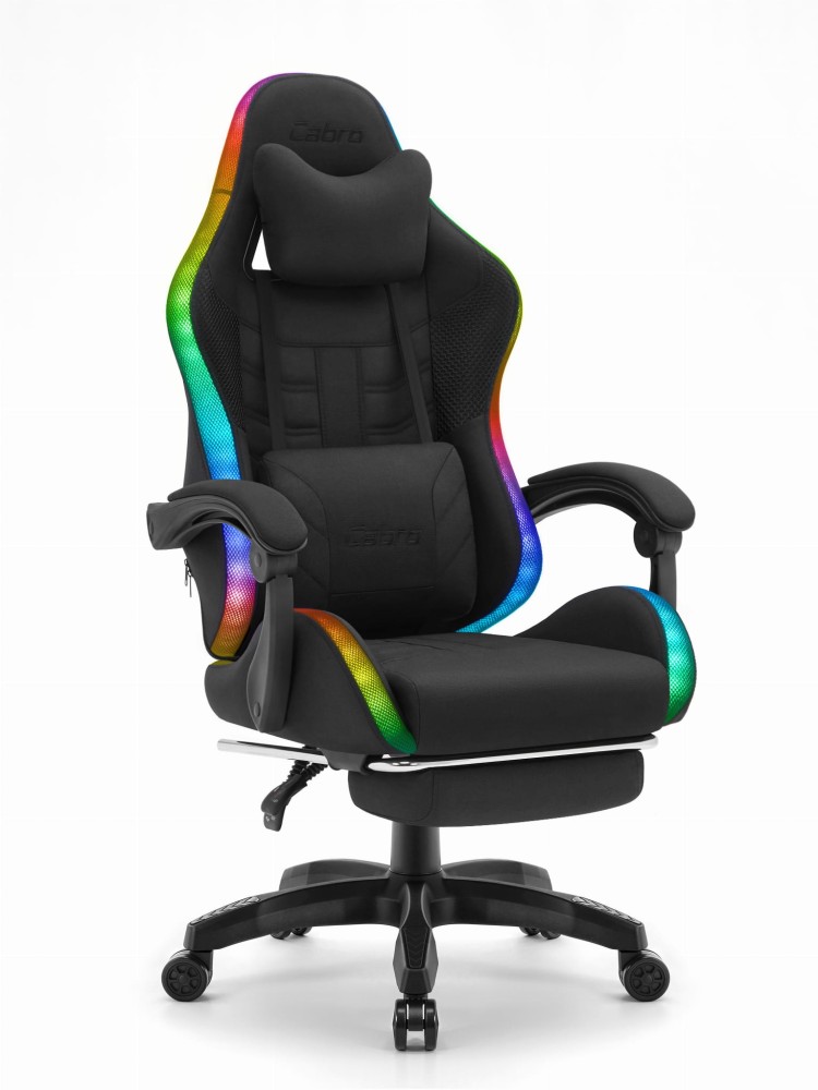 Fotel gamingowy C501 Czarny LED Tkanina