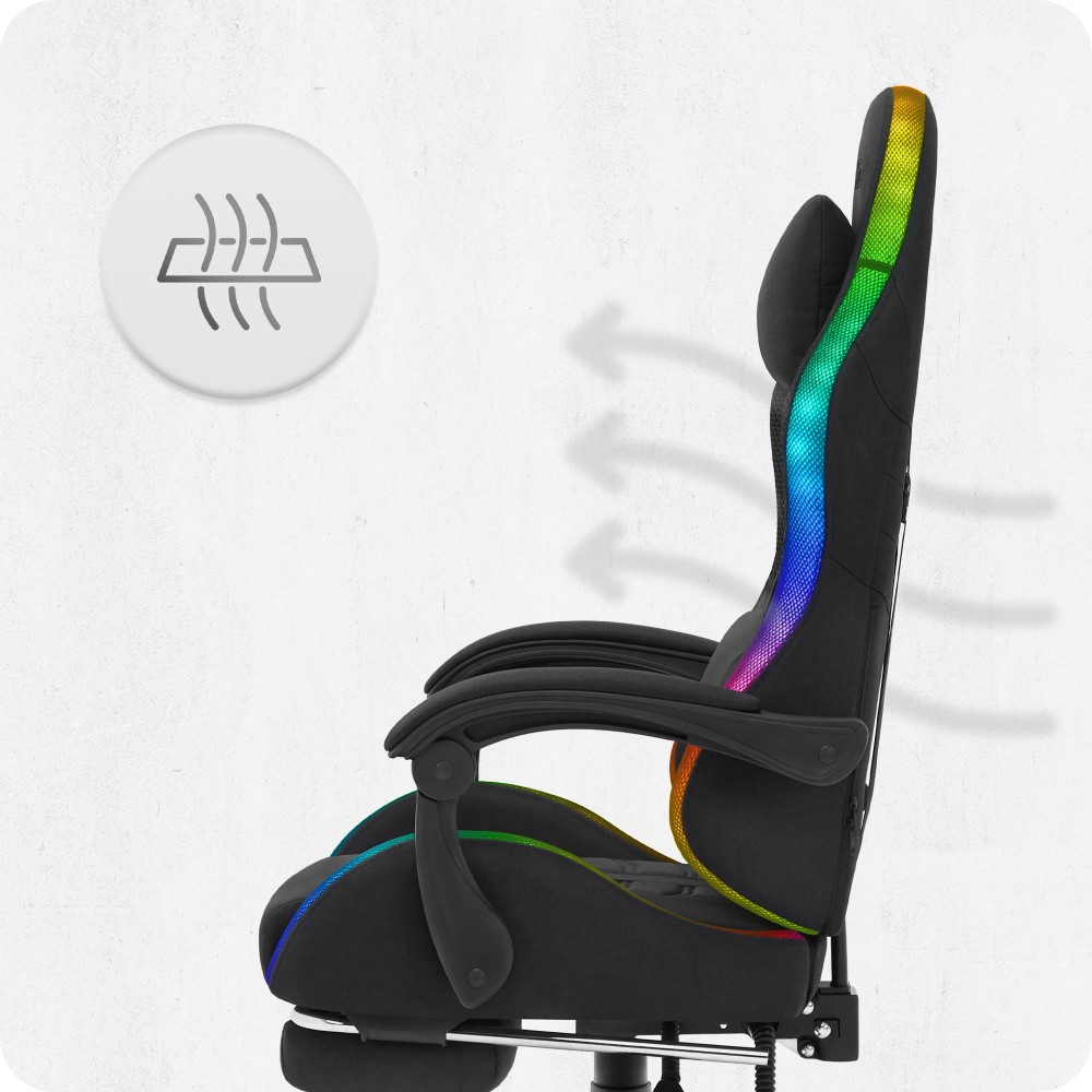 Fotel gamingowy C501 Czarny LED Tkanina