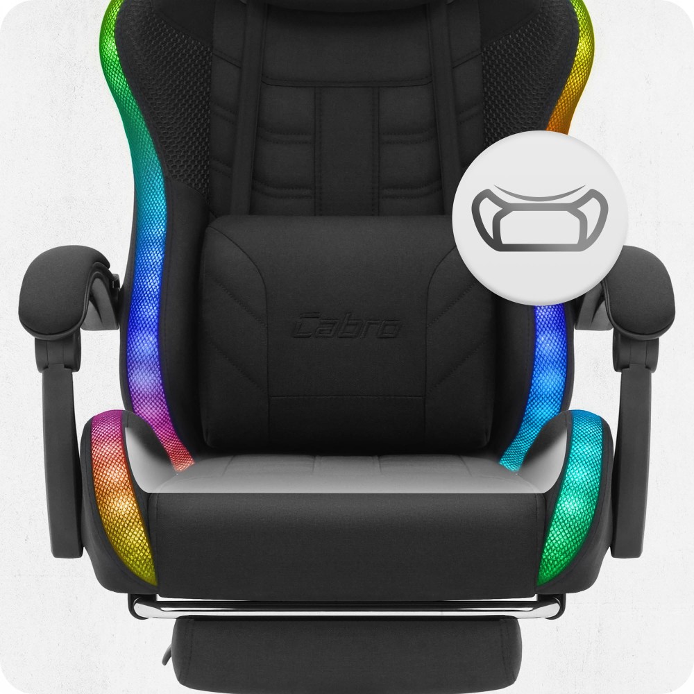 Fotel gamingowy C501 Czarny LED Tkanina