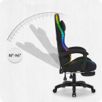 Fotel gamingowy C501 Czarny LED Tkanina