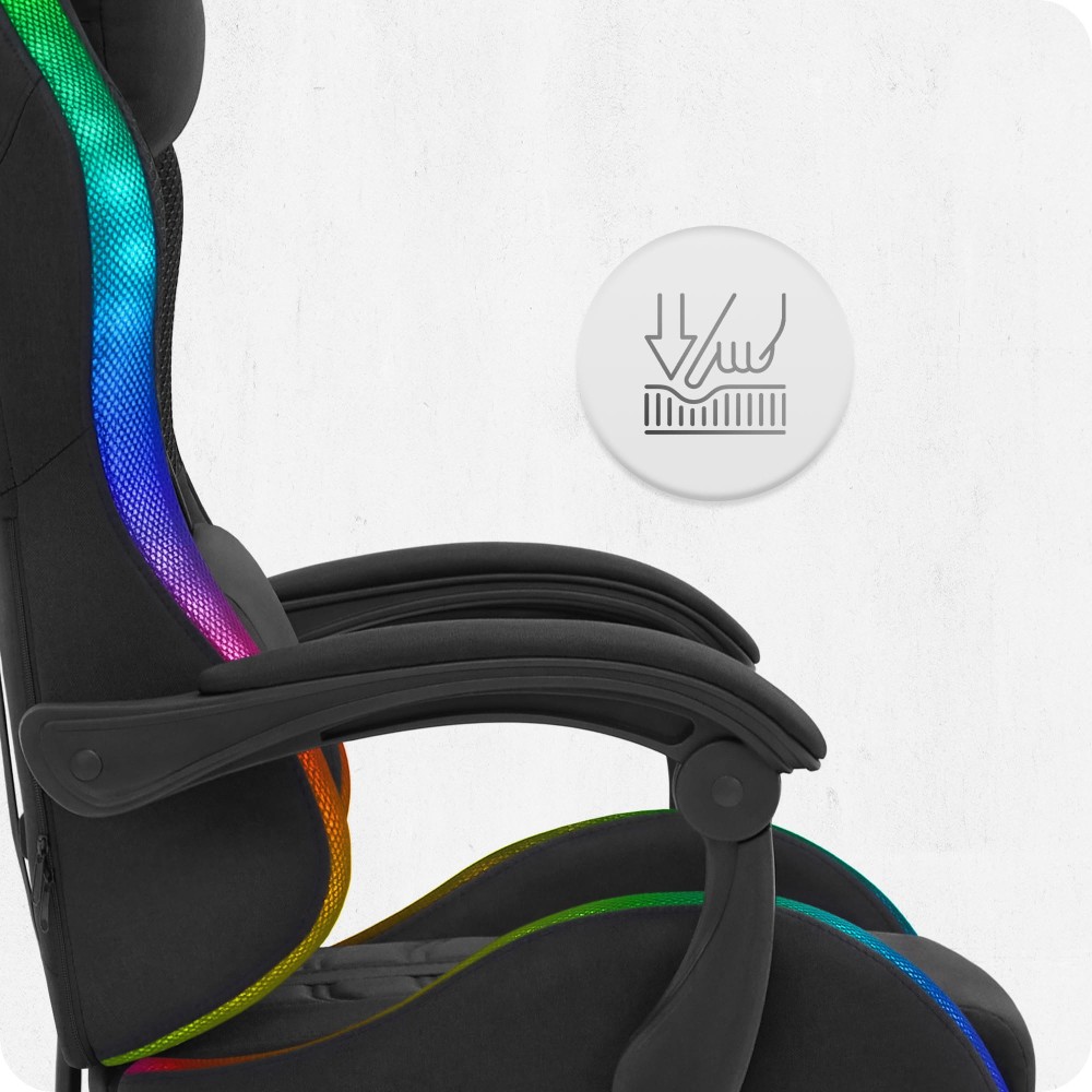 Fotel gamingowy C501 Czarny LED Tkanina