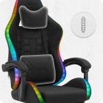 Fotel gamingowy C501 Czarny LED Tkanina