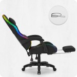 Fotel gamingowy C501 Czarny LED Tkanina