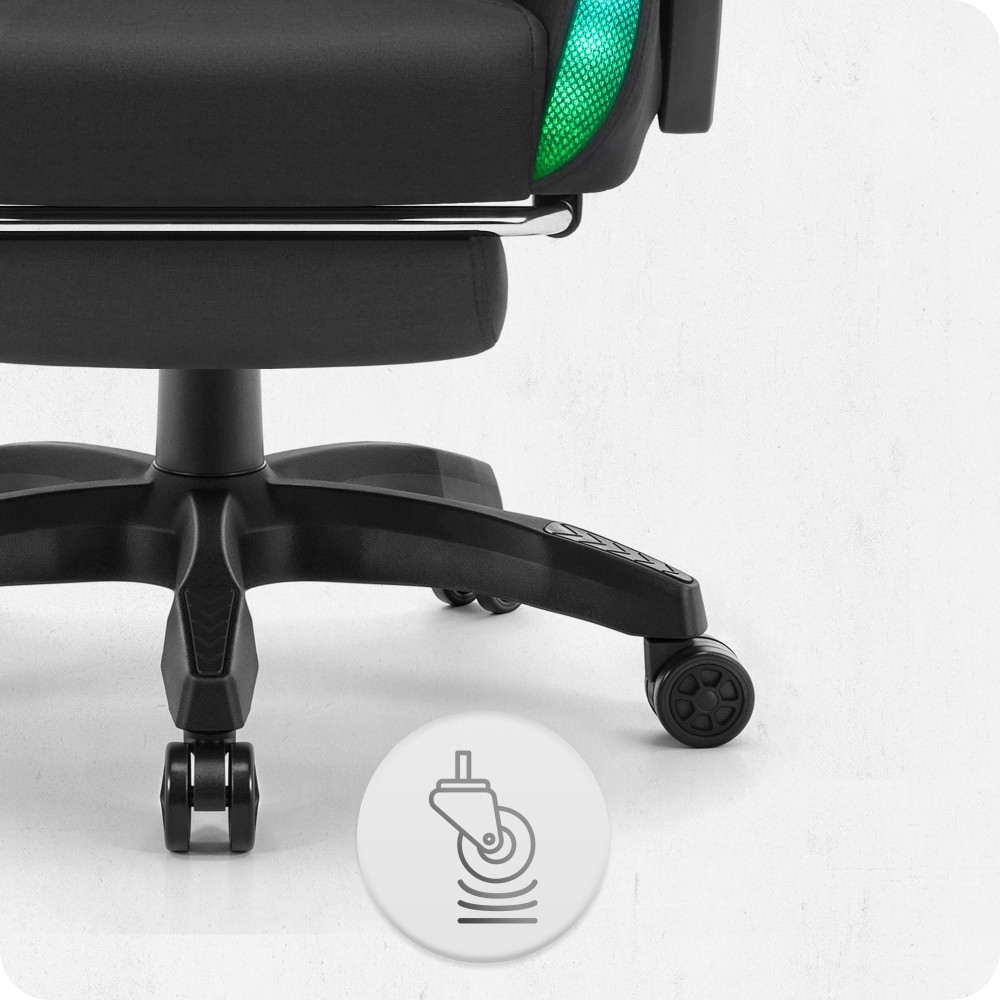 Fotel gamingowy C501 Czarny LED Tkanina