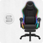 Fotel gamingowy C501 Czarny LED Tkanina