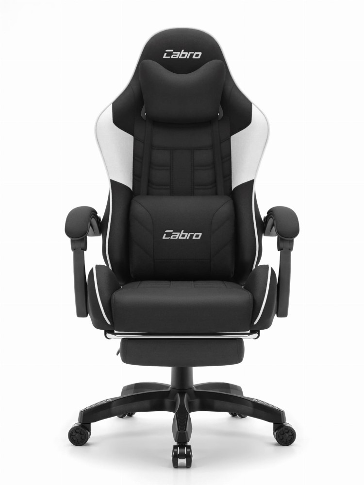Fotel gamingowy C501 Czarny Biały Tkanina