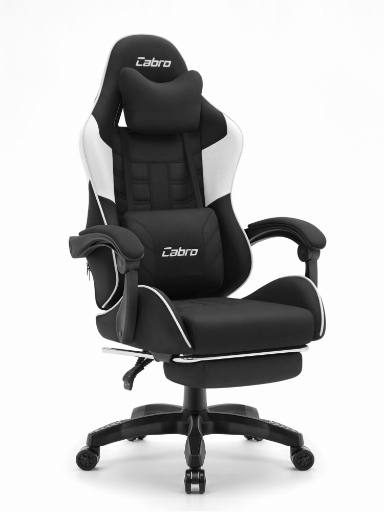 Fotel gamingowy C501 Czarny Biały Tkanina
