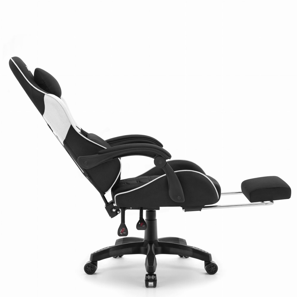 Fotel gamingowy C501 Czarny Biały Tkanina