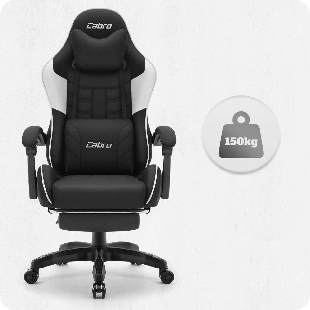 Fotel gamingowy C501 Czarny Biały Tkanina
