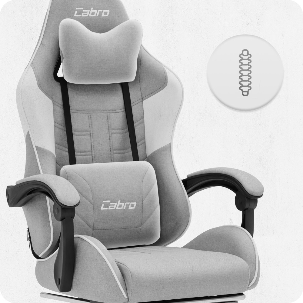 Fotel gamingowy C501 Szary Biały Tkanina