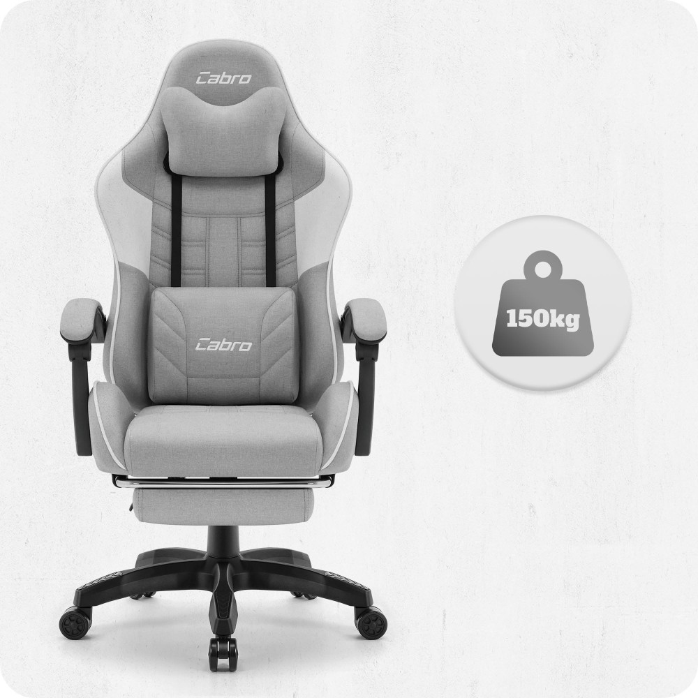 Fotel gamingowy C501 Szary Biały Tkanina