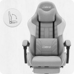 Fotel gamingowy C501 Szary Biały Tkanina