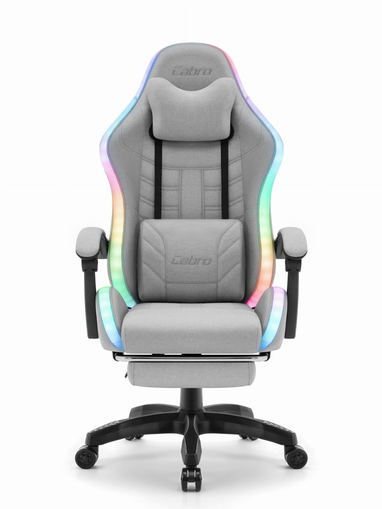 Fotel gamingowy C501 Szary LED Tkanina