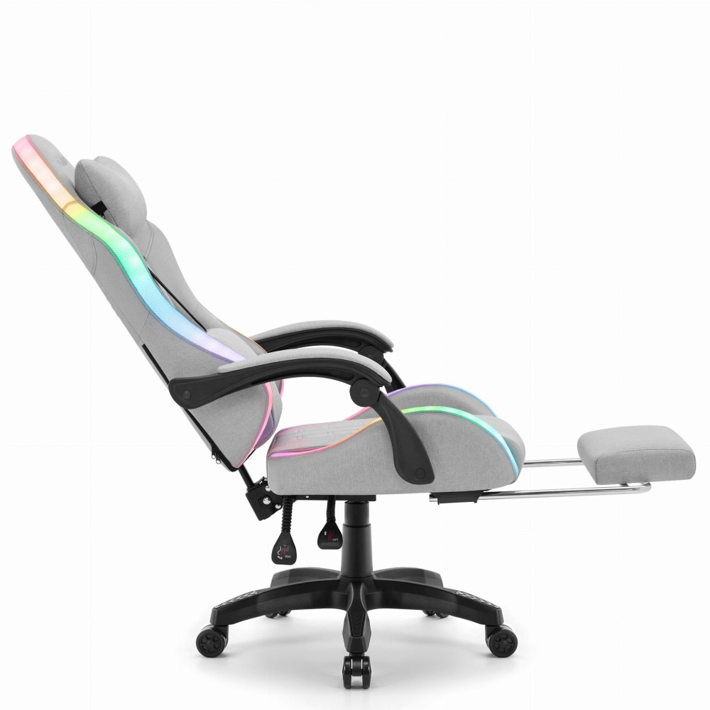 Fotel gamingowy C501 Szary LED Tkanina