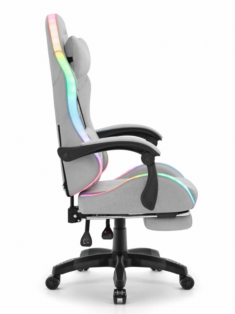 Fotel gamingowy C501 Szary LED Tkanina