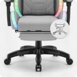 Fotel gamingowy C501 Szary LED Tkanina