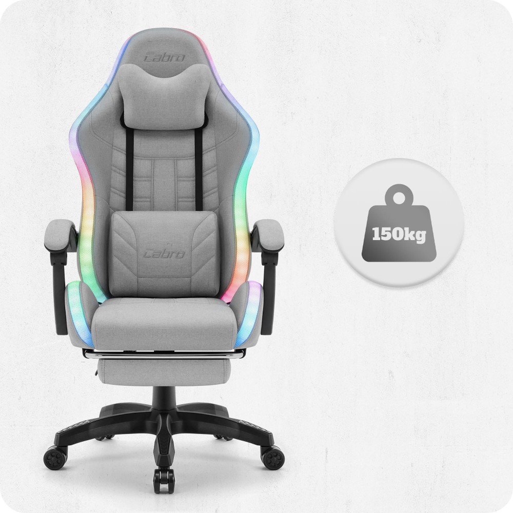 Fotel gamingowy C501 Szary LED Tkanina