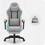 Fotel gamingowy C501 Szary LED Tkanina