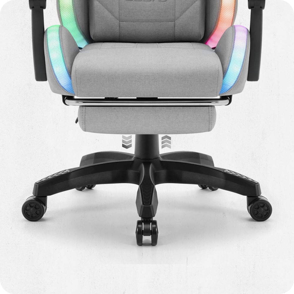 Fotel gamingowy C501 Szary LED Tkanina