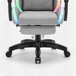 Fotel gamingowy C501 Szary LED Tkanina