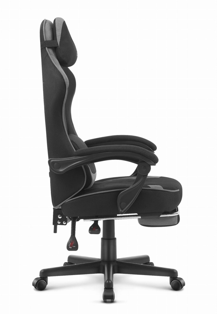 Outletowy Fotel gamingowy Cabro C504 Czarny - Szary Tkanina