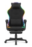Fotel gamingowy C502 Czarny LED Tkanina
