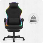 Fotel gamingowy C502 Czarny LED Tkanina