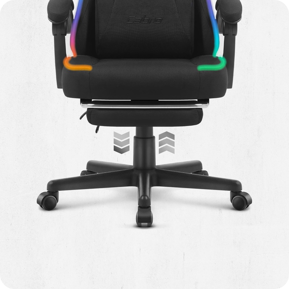 Fotel gamingowy C502 Czarny LED Tkanina
