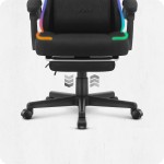 Fotel gamingowy C502 Czarny LED Tkanina