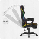 Fotel gamingowy C502 Czarny LED Tkanina