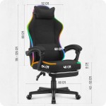 Fotel gamingowy C502 Czarny LED Tkanina