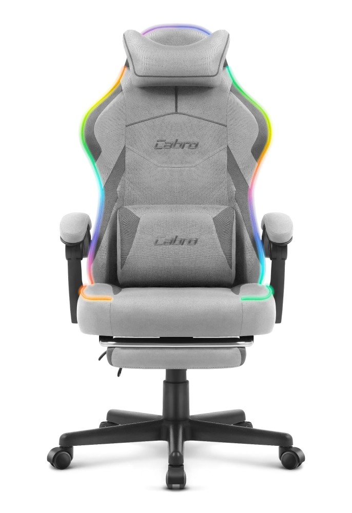 Fotel gamingowy C502 Szary LED Tkanina
