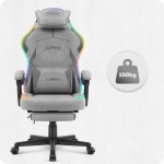Fotel gamingowy C502 Szary LED Tkanina