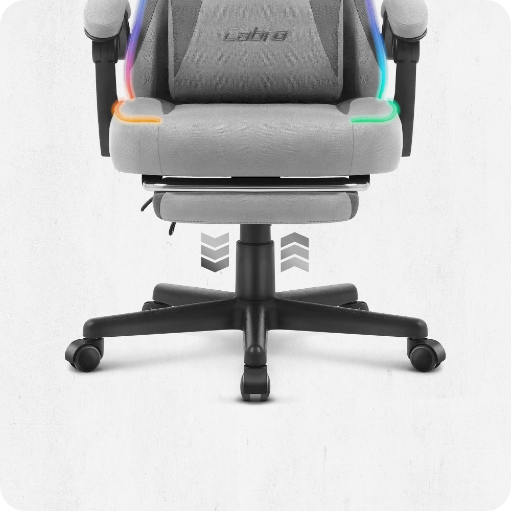 Fotel gamingowy C502 Szary LED Tkanina