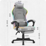 Fotel gamingowy C502 Szary LED Tkanina
