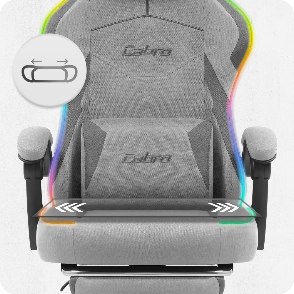 Fotel gamingowy C502 Szary LED Tkanina