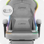 Fotel gamingowy C502 Szary LED Tkanina