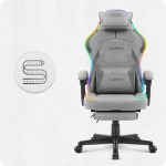 Fotel gamingowy C502 Szary LED Tkanina