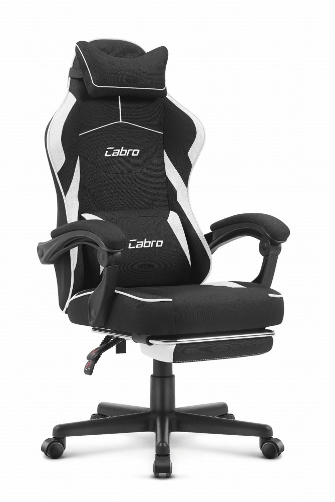 Outletowy Fotel gamingowy Cabro C502 Czarny - Biały Tkanina