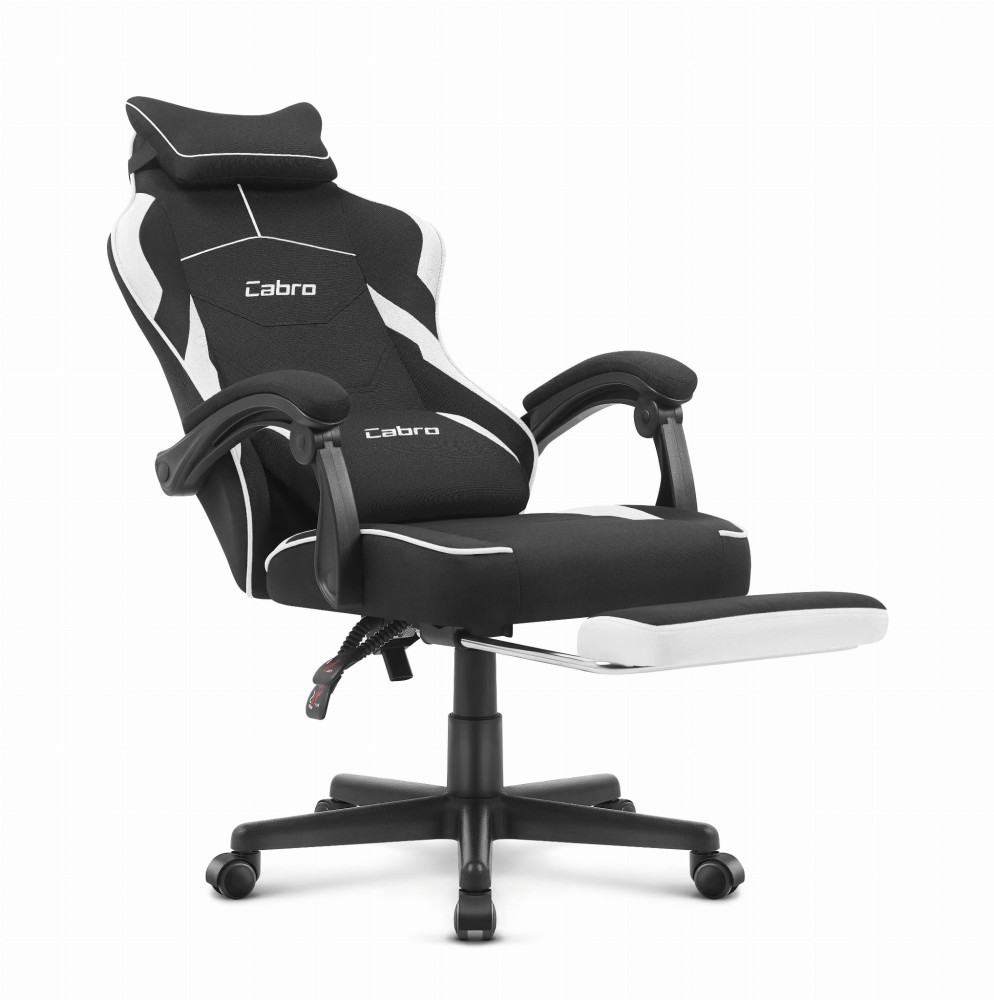 Outletowy Fotel gamingowy Cabro C502 Czarny - Biały Tkanina