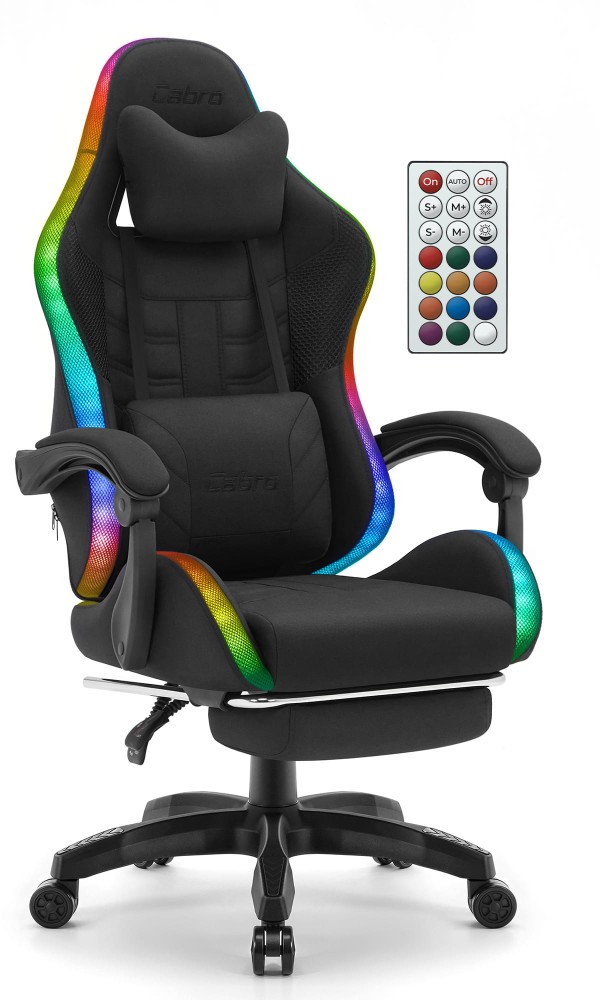 Fotel gamingowy C501 Czarny LED Tkanina