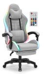 Fotel gamingowy C501 Szary LED Tkanina