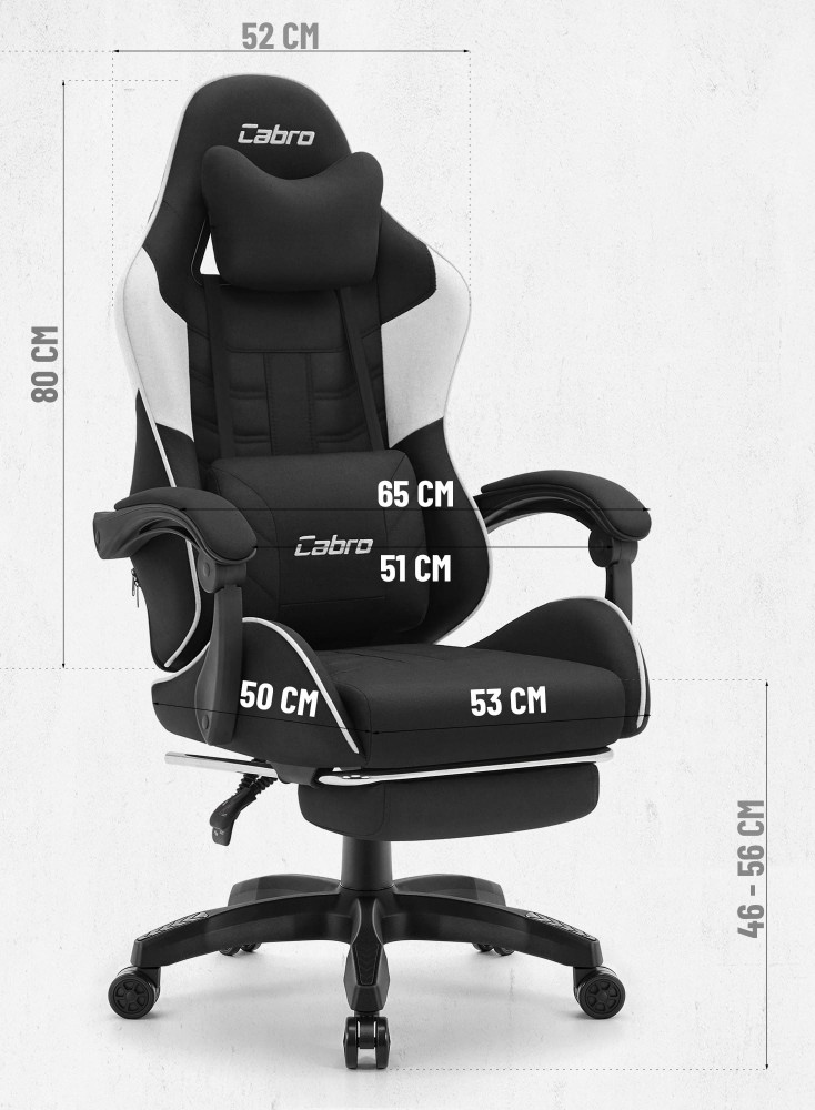 Fotel gamingowy C501 Czarny Biały Tkanina