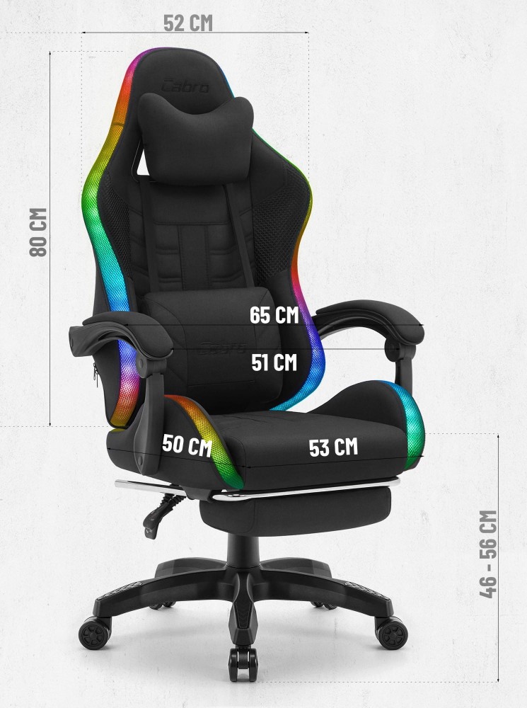 Fotel gamingowy C501 Czarny LED Tkanina